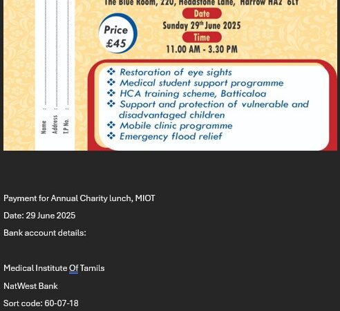 Medical Institute of Tamils Hosts Annual Charity Lunch to Support Vital Causes -2025